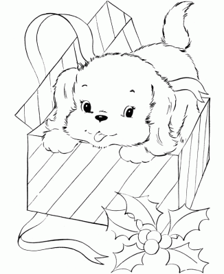 Christmas Puppy Coloring Pages 1