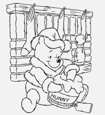 Winnie The Pooh Disney Christmas Coloring Pages 2